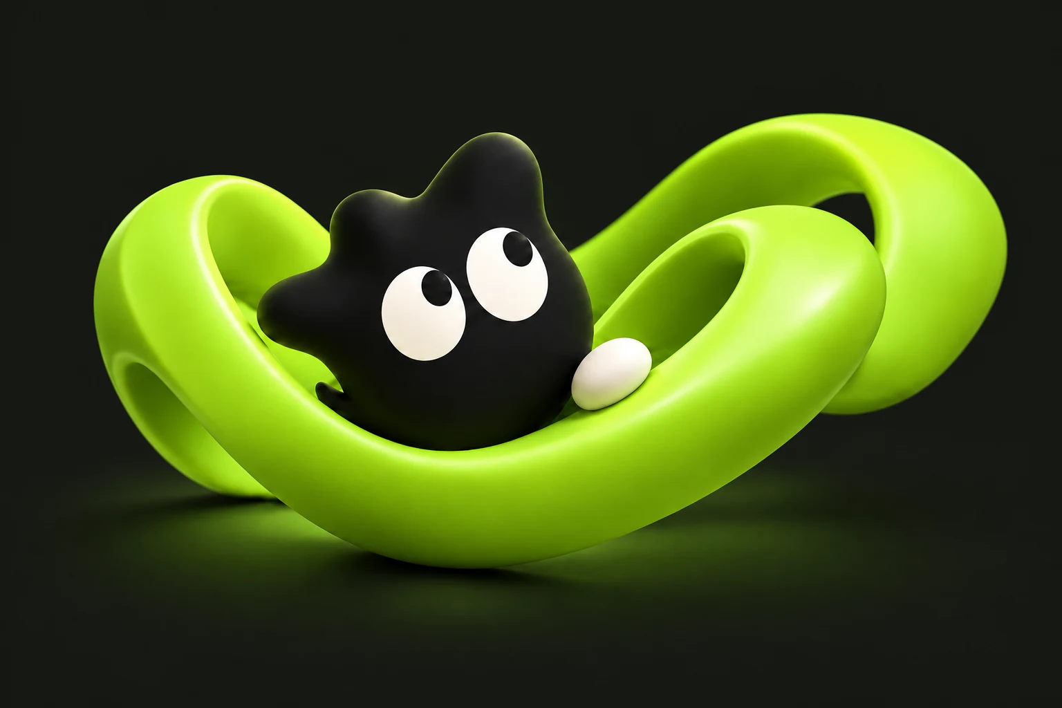 Blast riding a looping lime ribbon